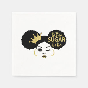 Brown Sugar Babe in Schwarz und Gold Serviette