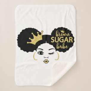 Brown Sugar Babe in Schwarz und Gold Sherpadecke