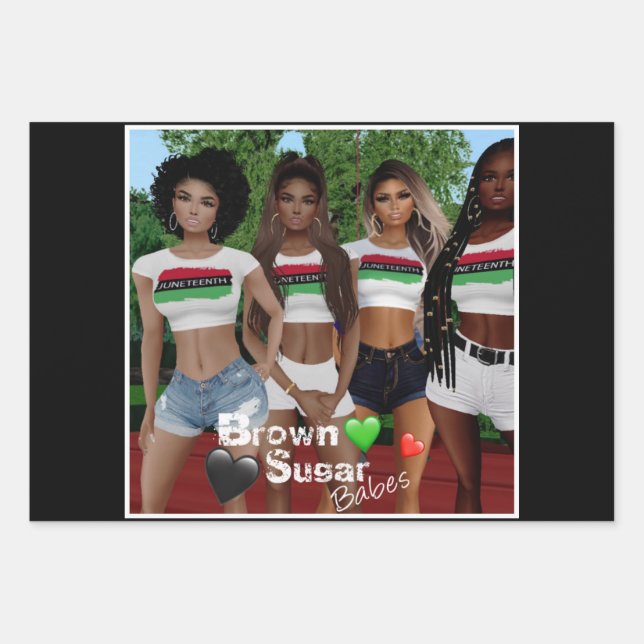 Brown Sugar Babes Gift Wrap 5 Geschenkpapier Set (Vorderseite)