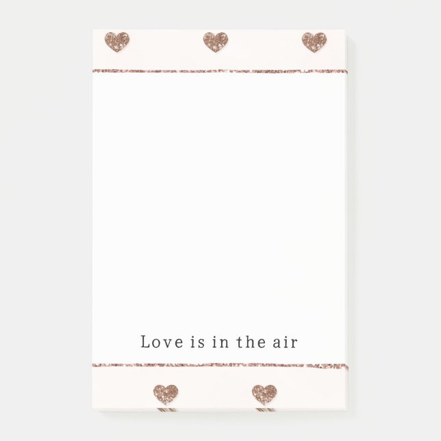 Brown Sugar Blush Pink Glitter Hearts  Post-it Klebezettel (Vorderseite)