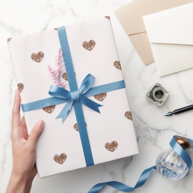 Brown Sugar Glitter Hearts Love Valentine's Geschenkpapier (Schenken)