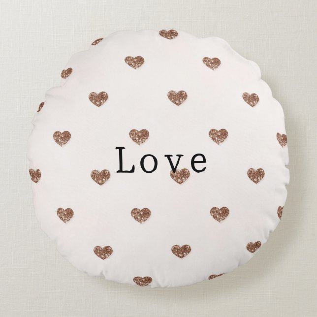 Brown Sugar Glitter Hearts Love Valentine's Rundes Kissen (Vorderseite)