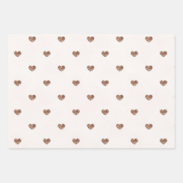 Brown Sugar Pink Glitter Hearts Birthday Geschenkpapier Set