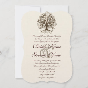 Brown Swirl Tree Roots of Liebe Wedding Einladung