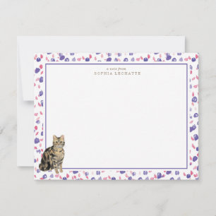 Brown Tabby Cat Personalisiert Stationery Mitteilungskarte