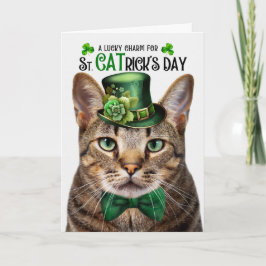 Brown Tabby Cat St CATrick's Day Lucky Charm Feiertagskarte