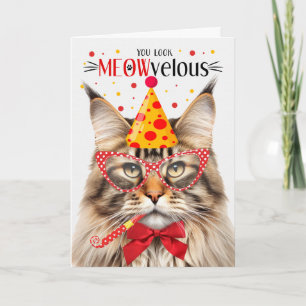 Brown Tabby Maine Coon Cat MEOWvelous Birthday Karte