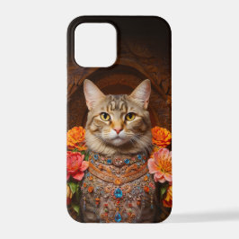 Brown Tabby mit Blume und Viktorianischem Stil iPhone 12 Pro Hülle