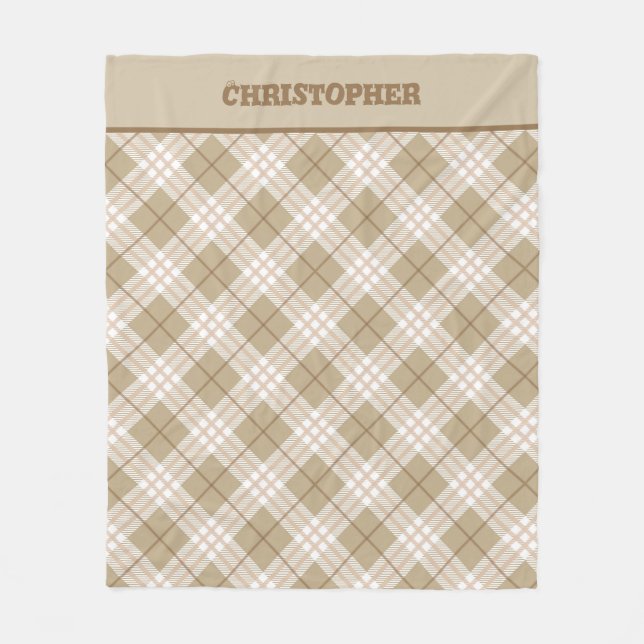Brown Tan Beige Buffalo Karierte Jungs werfen Zwil Fleecedecke (Vorderseite)