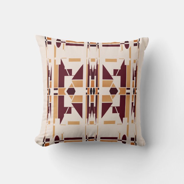 Brown Tan Beige Südwest Art Look Large Mosaik Kissen (Vorderseite)