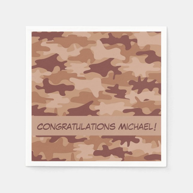 Brown Tan Camouflage Camouflage Gratulation Serviette (Vorderseite)