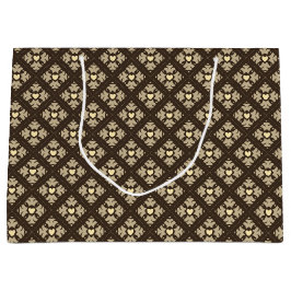 Brown & Tan Deko Hearts Gemustert Große Geschenktüte