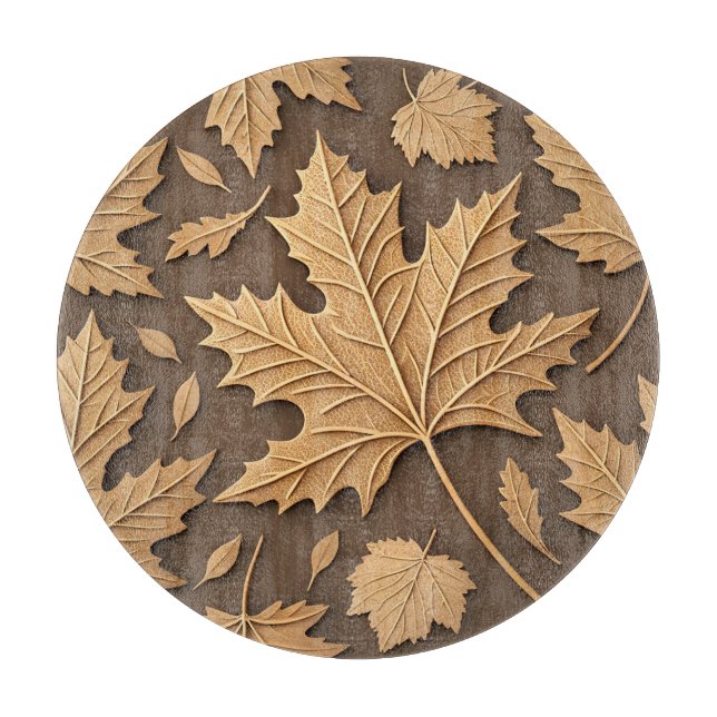BROWN & TAN FALL AUTUMN LEAVES & ACORNS SCHNEIDEBRETT (Vorderseite)