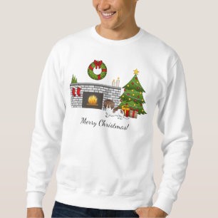 Brown & Tan Piebald Long Hair Dackel X-mas Room Sweatshirt