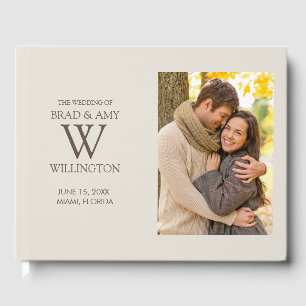 Brown Tan Verlobung Foto Wedding Bride Groom Gästebuch