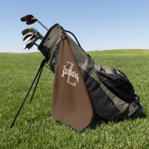 Brown Tan White Monogram Personalisiert Golfhandtuch