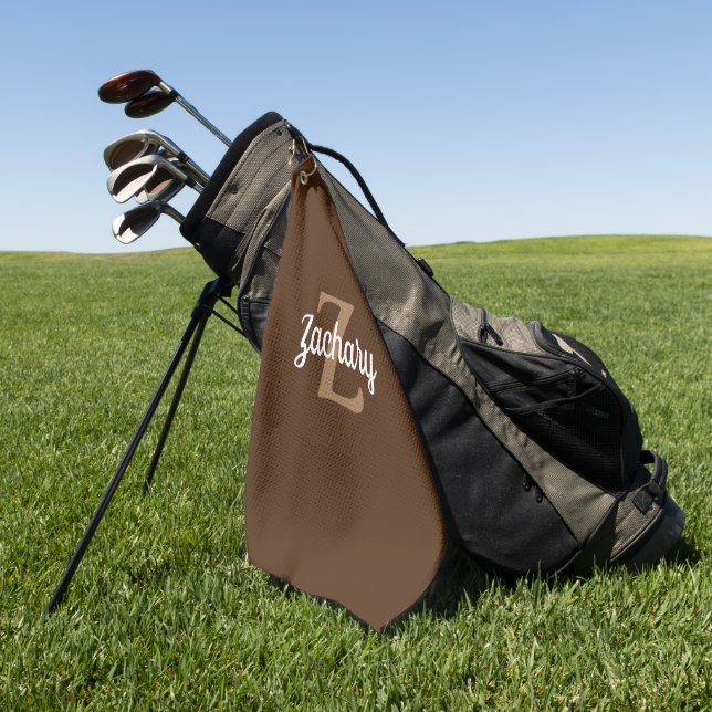 Brown Tan White Monogram Personalisiert Golfhandtuch (Gras)