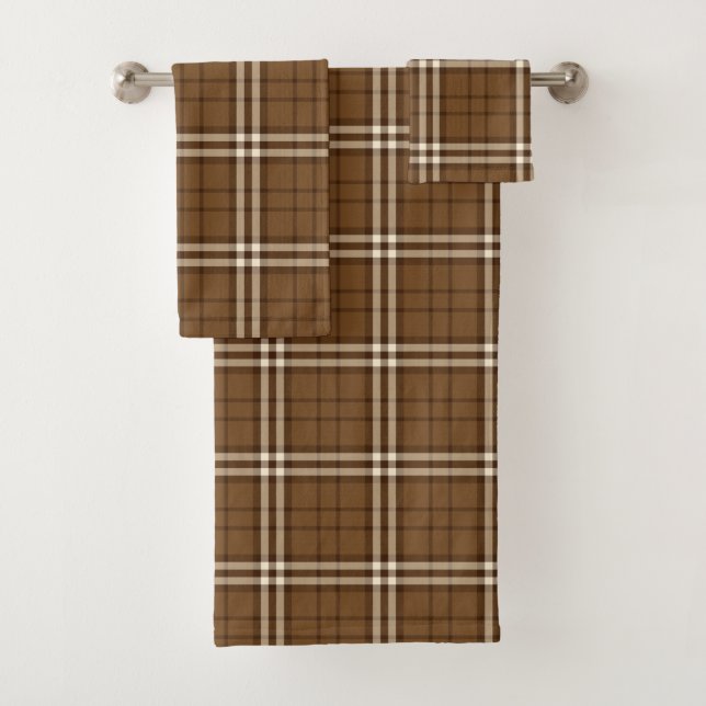 Brown Tartan Badhandtuch Set (Insitu)