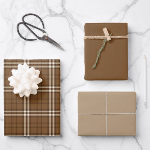 Brown Tartan Geschenkpapier Set