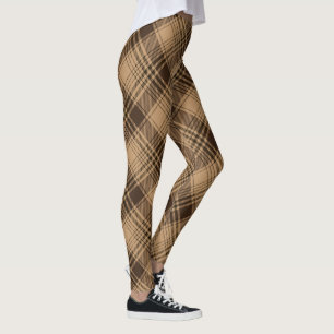 Brown Tartan Karierte rustikale Raute Muster Leggings