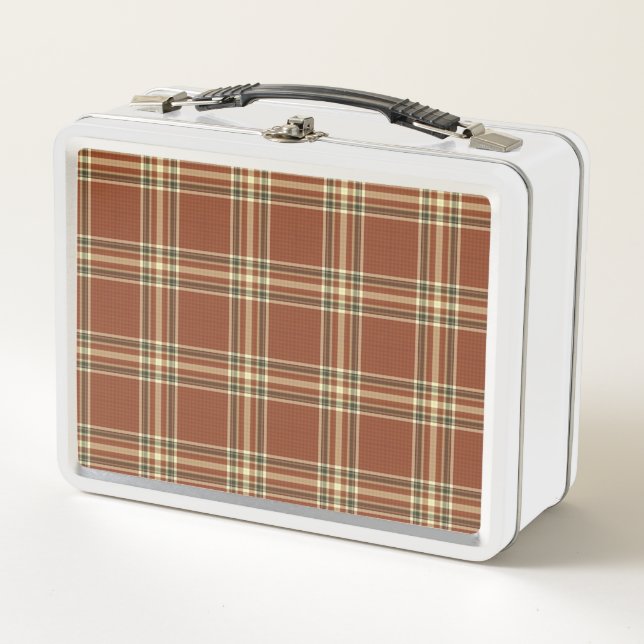 Brown Tartan Metal Lunch Box (Vorderseite)