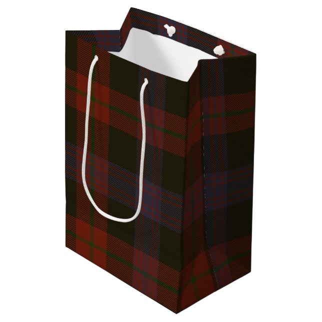 Brown Tartan Mittlere Geschenktüte (Vorderseite Schrägansicht)