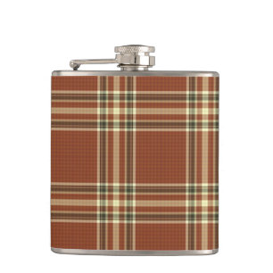 Brown Tartan Vinyl Wrapped Flask Flachmann