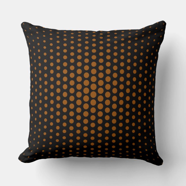 Brown Techno Dots Modern Black Kissen (Vorderseite)