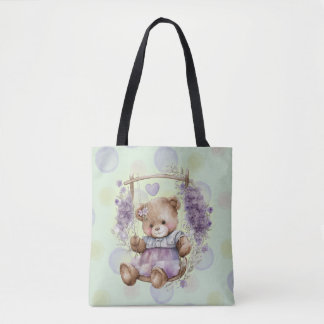 Brown Teddy Bar Swinging Lavender Dress