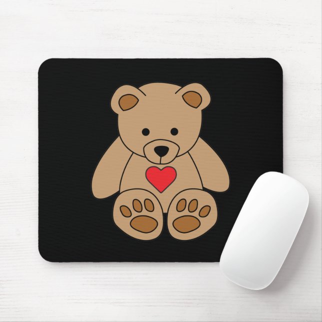 Brown Teddy Bären Herz Valentinstag I Liebe Sie Mousepad (Mit Mouse)