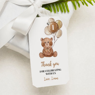 Brown Teddy Bear 1. Geburtstag Danke Tag Geschenkanhänger