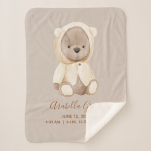 Brown Teddy Bear Baby Birth Stats Sherpadecke