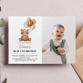 Brown Teddy Bear Geburtstag Einladung Bären Ballon