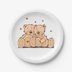 Brown Teddy Bear Liebe Wedding Brautparty Pappteller