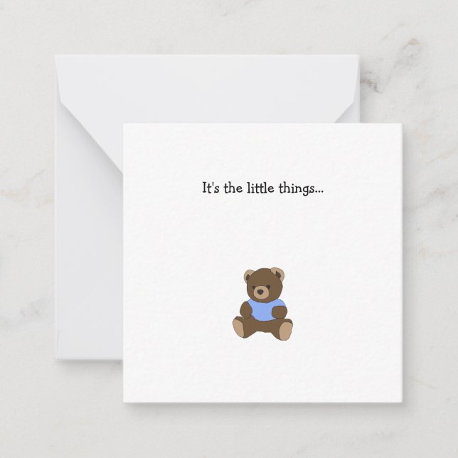 Brown Teddy Bear Mini Danke Note Card Mitteilungskarte (Vorderseite)