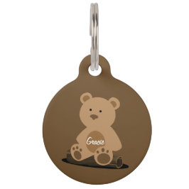 Brown Teddy Bear Personalisiert Pet ID Tag Haustiermarke