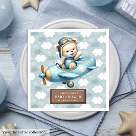 Brown Teddy Bear Pilot Babydusche Napkins für Jung Serviette