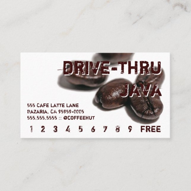Brown Text Coffee Boans Drink Punch Card Treuekarte (Vorderseite)