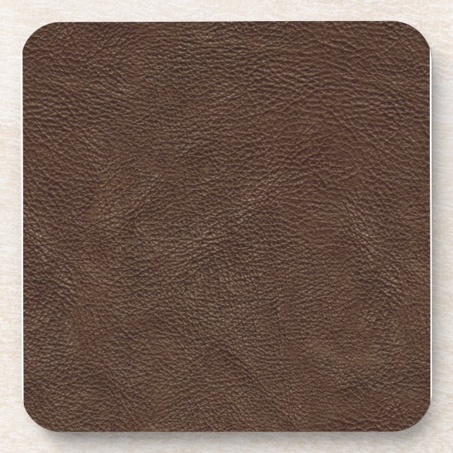 Brown Textured Leather Untersetzer (Vorderseite)