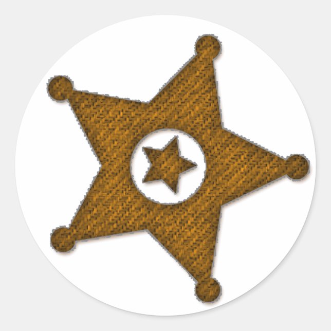 Brown Textured Western Sherriff Abzeichen Stickers (Vorderseite)
