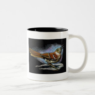 BROWN THRASHER im Farbbleistift: Kunst Zweifarbige Tasse