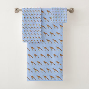 Brown Thrush oder Brown Thrasher, New Yorker Vögel Badhandtuch Set