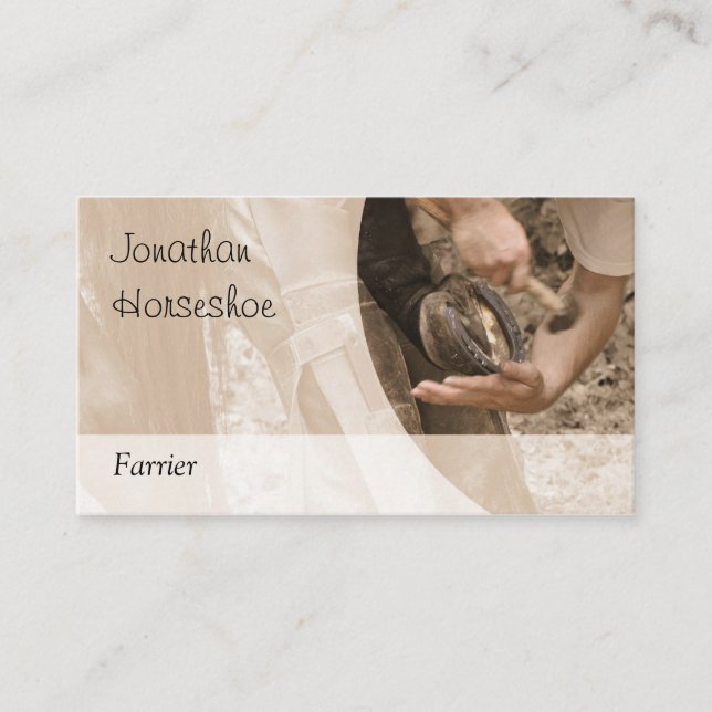 Brown tönte Foto einer Hufschmiedfunktion ab Visitenkarte (Vorderseite)