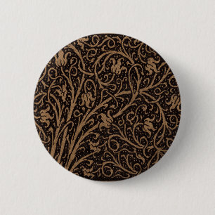 Brown Toolkit Leather Art Nouveau Floral Button