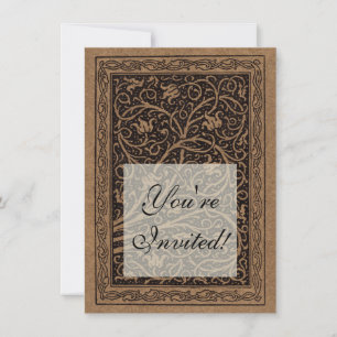 Brown Toolkit Leather Art Nouveau Floral Einladung