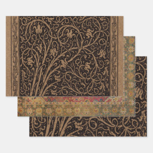 Brown Toolkit Leather Art Nouveau Floral Geschenkpapier Set
