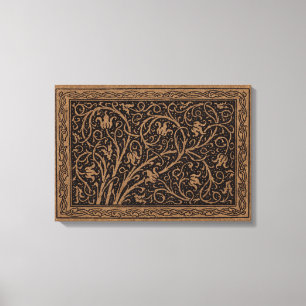 Brown Toolkit Leather Art Nouveau Floral Leinwanddruck