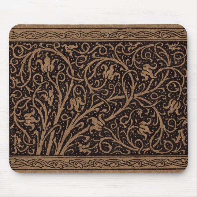 Brown Toolkit Leather Art Nouveau Floral Mousepad (Vorne)