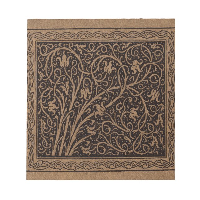 Brown Toolkit Leather Art Nouveau Floral Notizblock (Vorderseite)