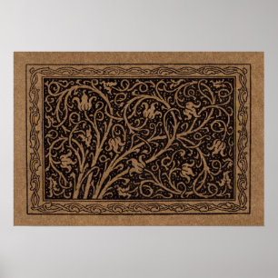 Brown Toolkit Leather Art Nouveau Floral Poster